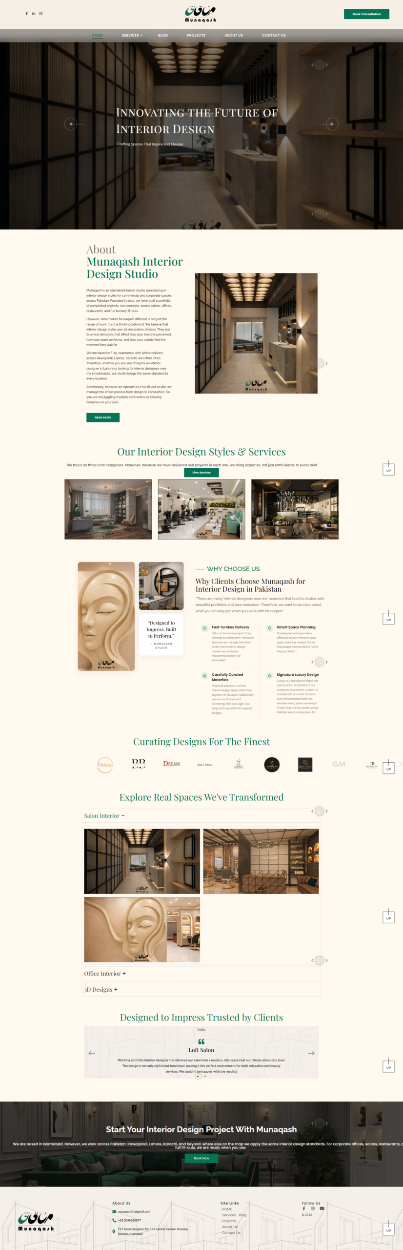 Interior designer full website screenshot