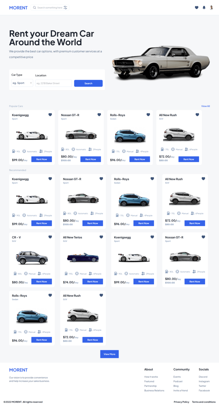 Car rental website by prropapanda studios